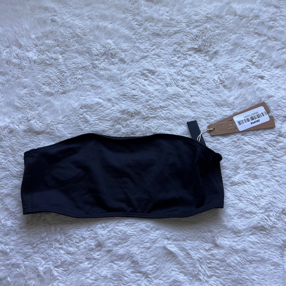 SKIMS Iconic Swim Bandeau Top Obsidian Black BT-BAN-10179W Medium NWT Minimalist